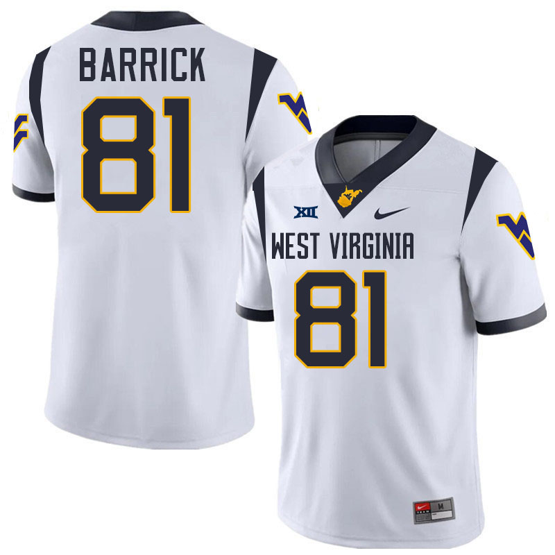 Jacob Barrick WVU Jersey,West Virginia Mountaineers #81 Jacob Barrick Jersey Youth College-White